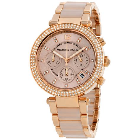 michael kors womens gold rose watch|Michael Kors women's parker watch.